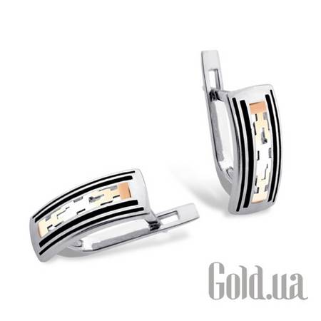 Серьги Серебряные серьги с эмалью в позолоте