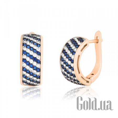 Серьги Серебряные серьги с куб. циркониями в позолоте