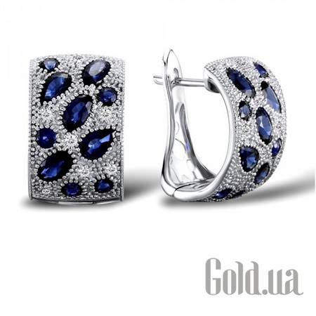 Серьги Золотые серьги с бриллиантами и сапфирами