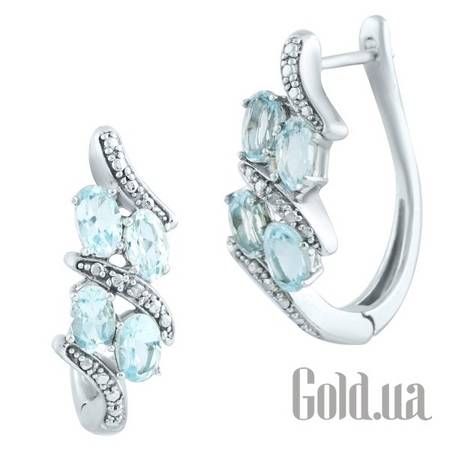 Серьги Серебряные серьги с топазами и куб.циркониями