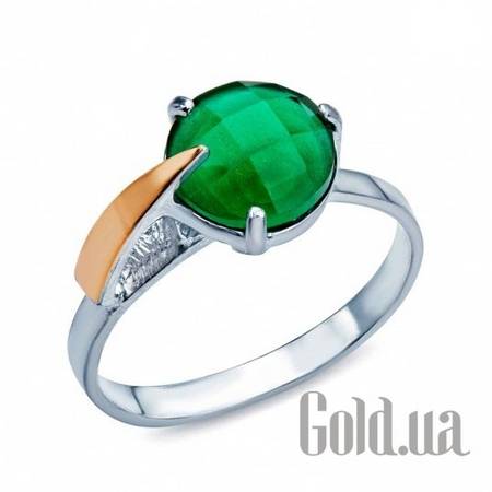 Женские кольца Женское серебряное кольцо с куб. цирконием в позолоте, 17