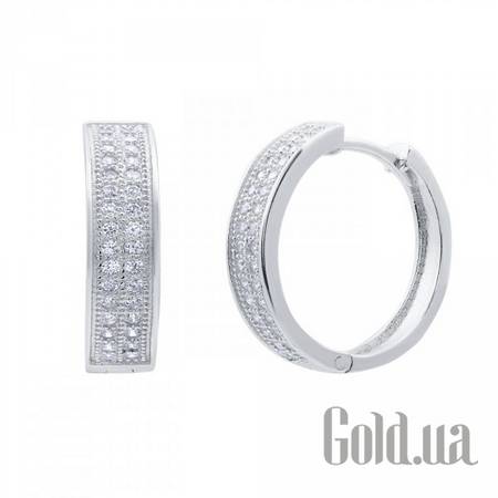 Серьги-кольца Серебряные серьги с куб. циркониями