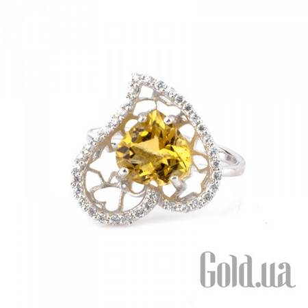 Кольцо Серебряное кольцо с куб. циркониями и цитрином, 17