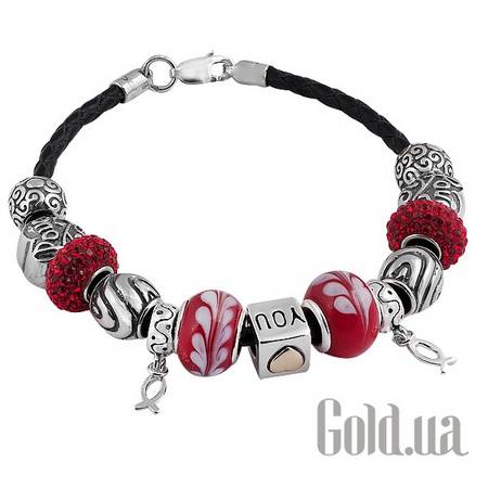 Браслет Кожаный браслет с серебром и 13 подвесками