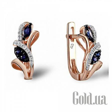Серьги Золотые серьги с бриллиантами и сапфирами