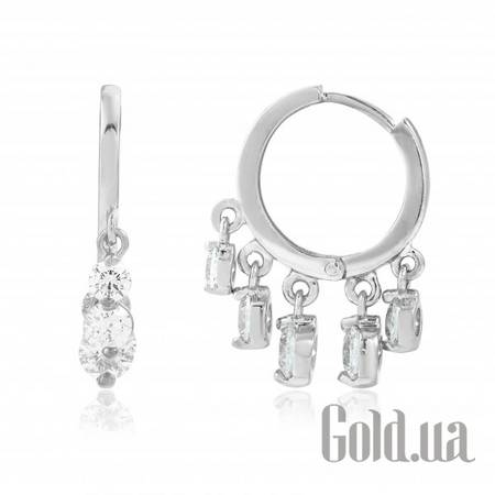 Серьги с подвесками Золотые серьги с цирконием Swarovski Zirconia