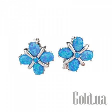 Серьги Серебряные серьги с синт. опалами