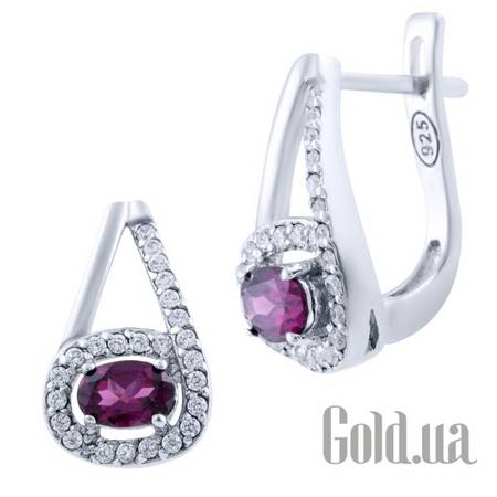 Серьги Серебряные серьги с топазами и куб. циркониями