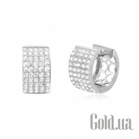 Серьги-кольца Серебряные серьги с куб. циркониями
