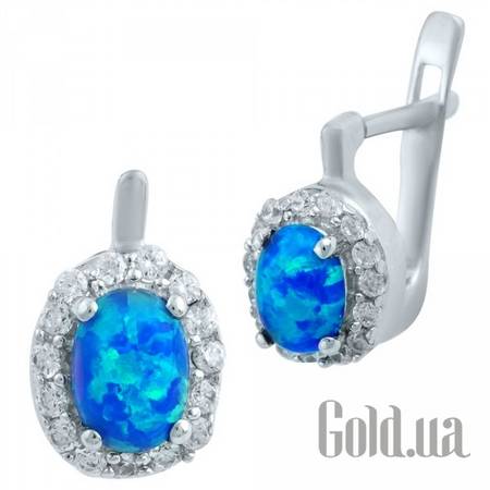 Серьги Серебряные серьги с опалами и куб. циркониями