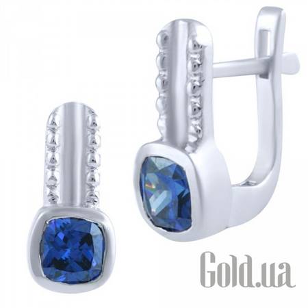 Серьги Серебряные серьги с синт. танзанитами