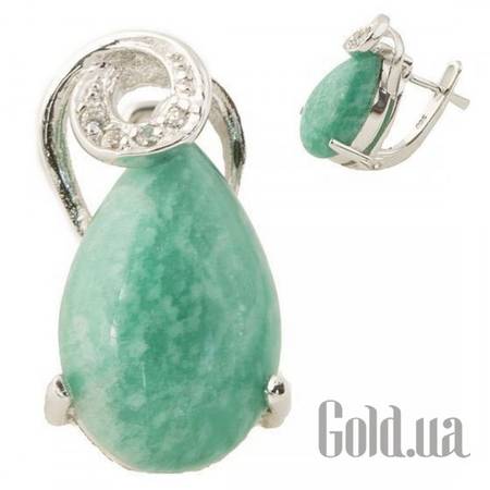 Серьги Серебряные серьги с бирюзой и куб. циркониями