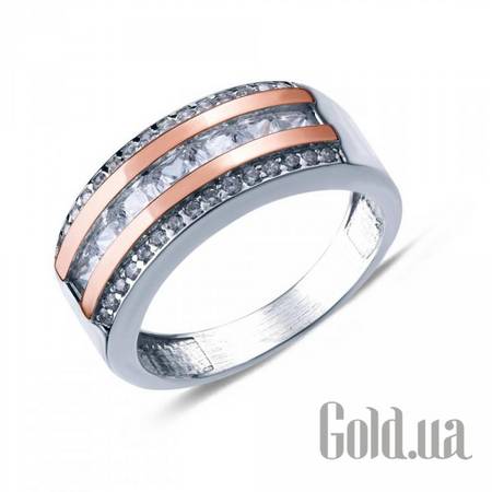 Обручальное кольцо Серебряное обручальное кольцо с куб. циркониями в позолоте, 19