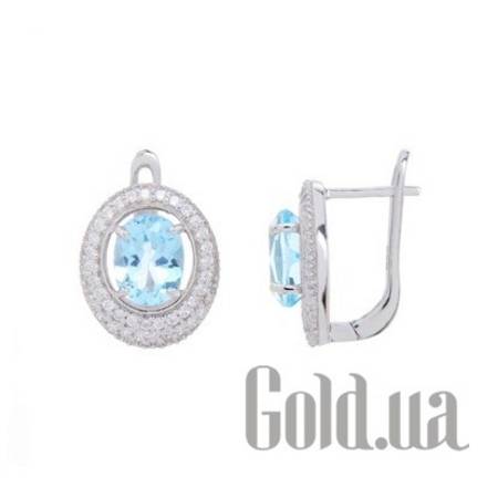 Серьги Серебряные серьги с топазами и куб. циркониями