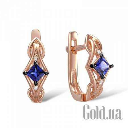 Серьги Золотые серьги с бриллиантами и сапфирами