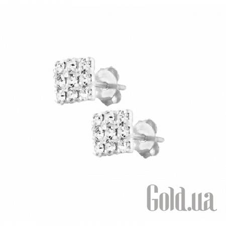 Серьги-гвоздики Серебряные серьги с ювелирным стеклом