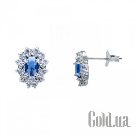 Серьги-гвоздики Серебряные серьги с куб. циркониями