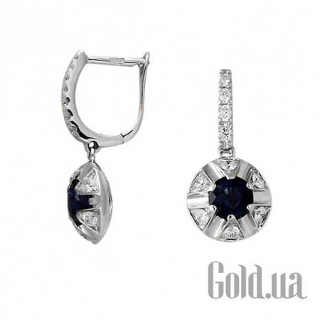 Серьги с подвесками Золотые серьги с бриллиантами и сапфирами