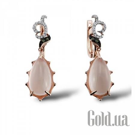 Серьги с подвесками Золотые серьги с бриллиантами и кварцами