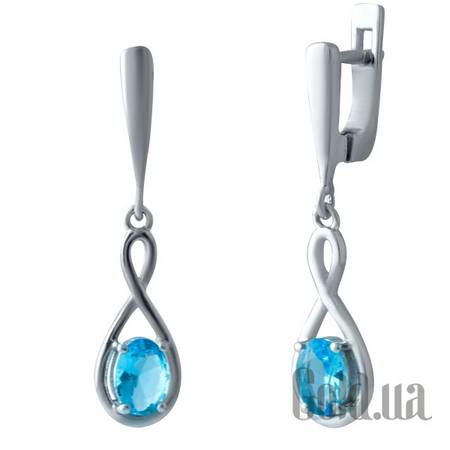 Серьги с подвесками Серебряные серьги с синт. аквамаринами