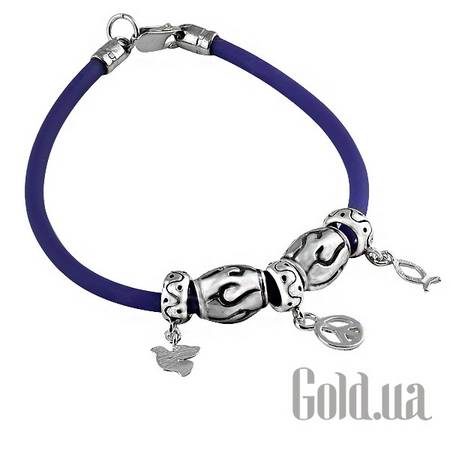 Браслет Каучуковый браслет с серебром и 5 подвесками