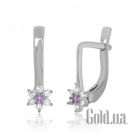 Серьги Серебряные серьги с  куб. циркониями