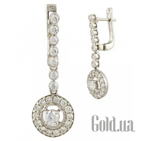 Серьги с подвесками Серебряные серьги с куб. циркониями