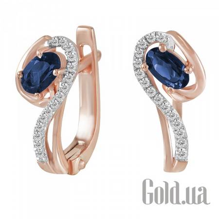Серьги Золотые серьги с бриллиантами и сапфирами