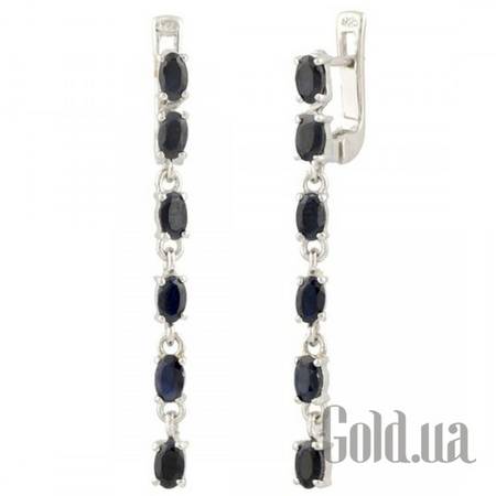 Серьги с подвесками Серебряные серьги с сапфирами