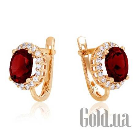 Серьги Золотые серьги с гранатами и куб. циркониями