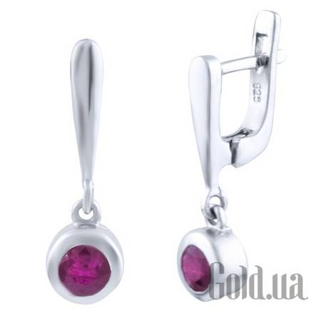 Серьги с подвесками Серебряные серьги с рубинами