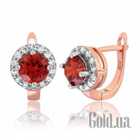 Серьги Серебряный кулон  с куб. циркониями в позолоте