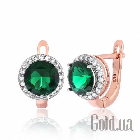 Серьги Серебряные серьги с  куб. циркониями в позолоте