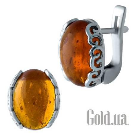 Серьги Серебряные серьги с янтарем