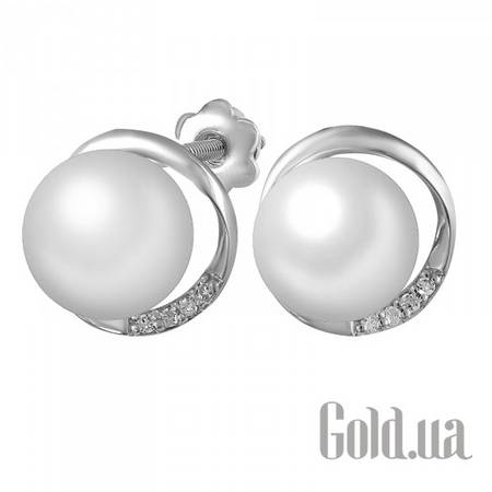 Серьги-гвоздики Золотые серьги с бриллиантами и жемчугом