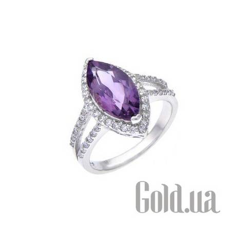 Женские кольца Женское серебряное кольцо с аметистом и куб. циркониями, 19
