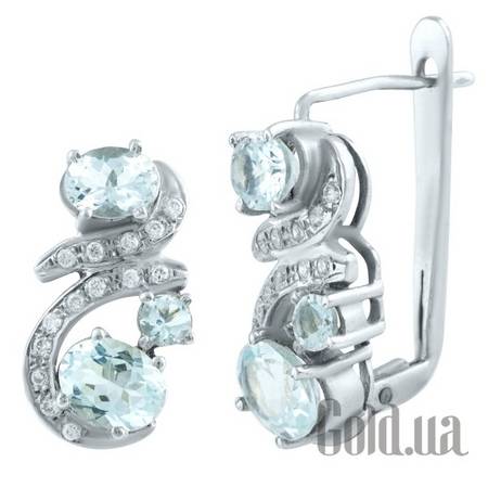 Серьги Серебряные серьги с топазами и куб.циркониями