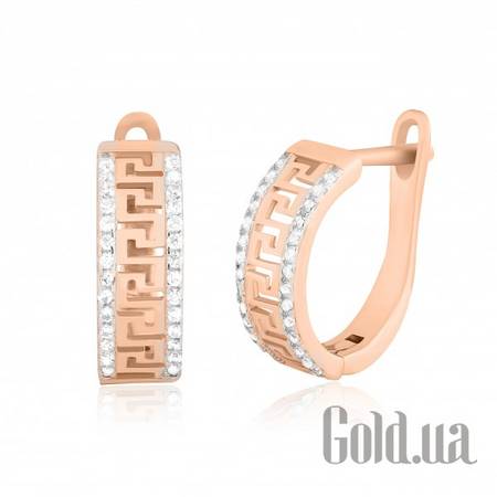 Серьги Серебряные серьги с куб. циркониями в позолоте