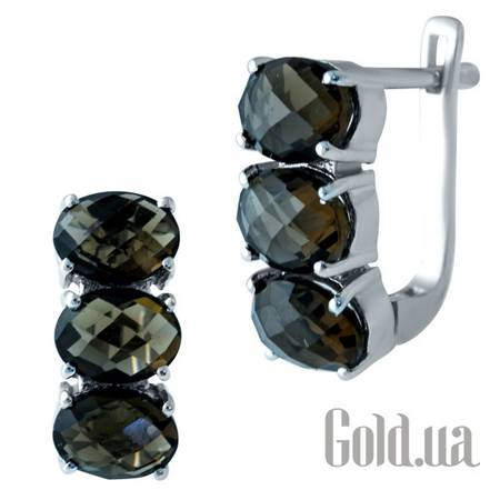 Серьги Серебряные серьги с раухтопазами