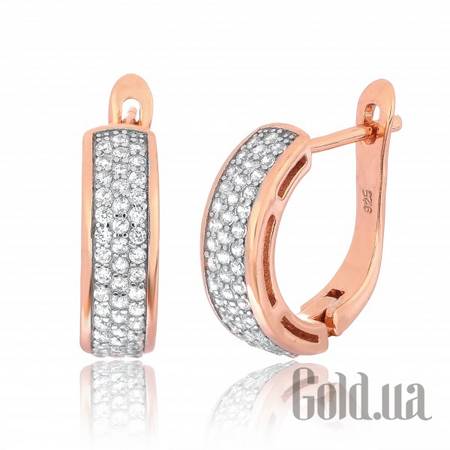 Серьги Серебряные серьги с  куб. циркониями в позолоте