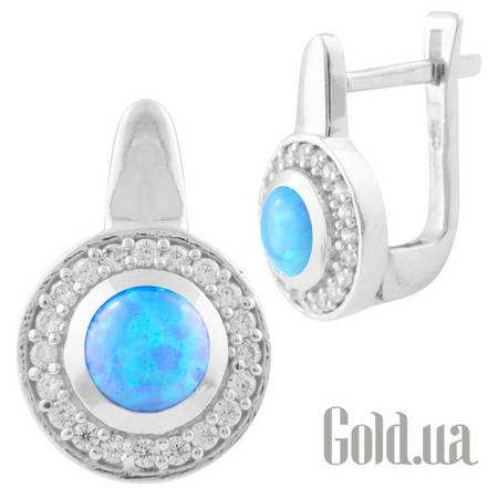 Серьги Серебряные серьги с опалами и куб. циркониями