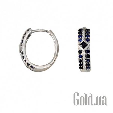Серьги-кольца Золотые серьги с бриллиантами и сапфирами