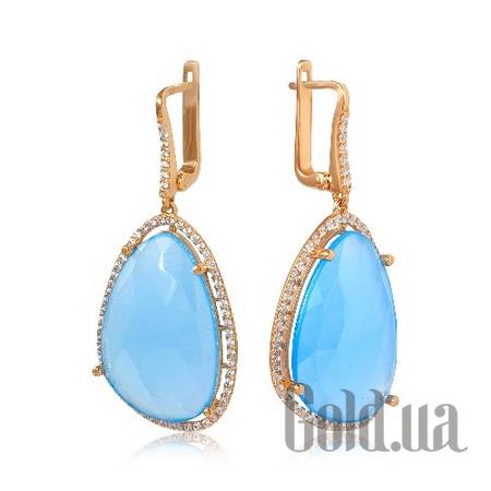 Серьги с подвесками Золотые серьги с ониксами и куб. циркониями