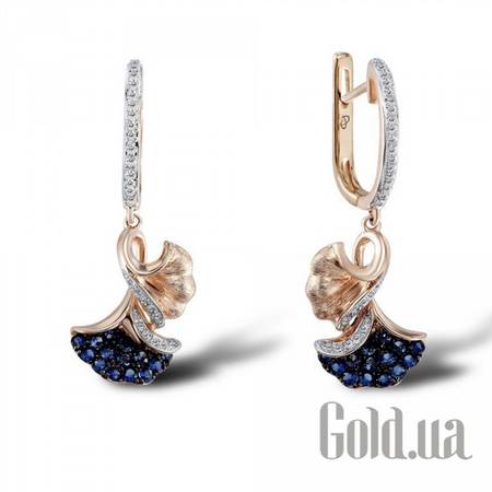 Серьги с подвесками Золотые серьги с бриллиантами и сапфирами