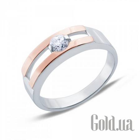 Кольцо Серебряное кольцо со вставкой из золота и куб. цирконием, 18