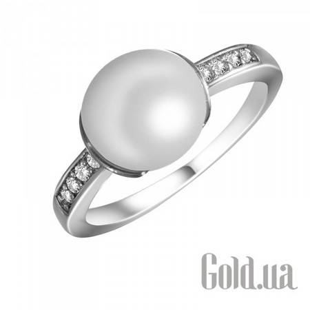 Женские кольца Женское серебряное кольцо с жемчугом и куб. циркониями, 17