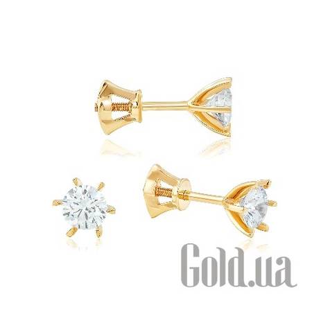 Серьги-гвоздики Золотые серьги с кристаллами 