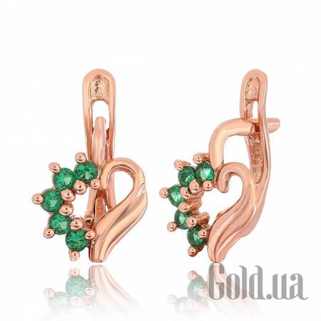 Серьги Серебряные серьги с  куб. циркониями в позолоте