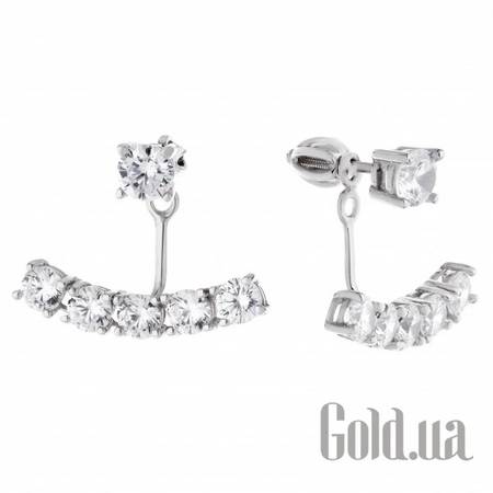 Серьги с подвесками JF Серебряные серьги с куб. циркониями