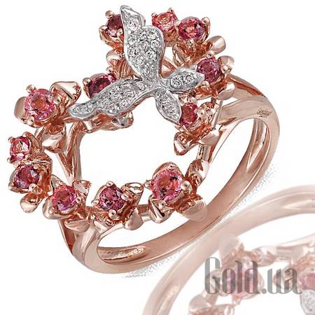 Кольцо Золотое кольцо с бриллиантами, гранатами и топазами, 16.5